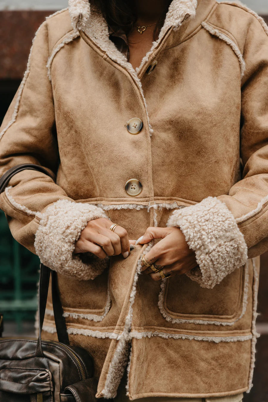 Wildway Sherpa Suede Jacket Unisex - Light Brown