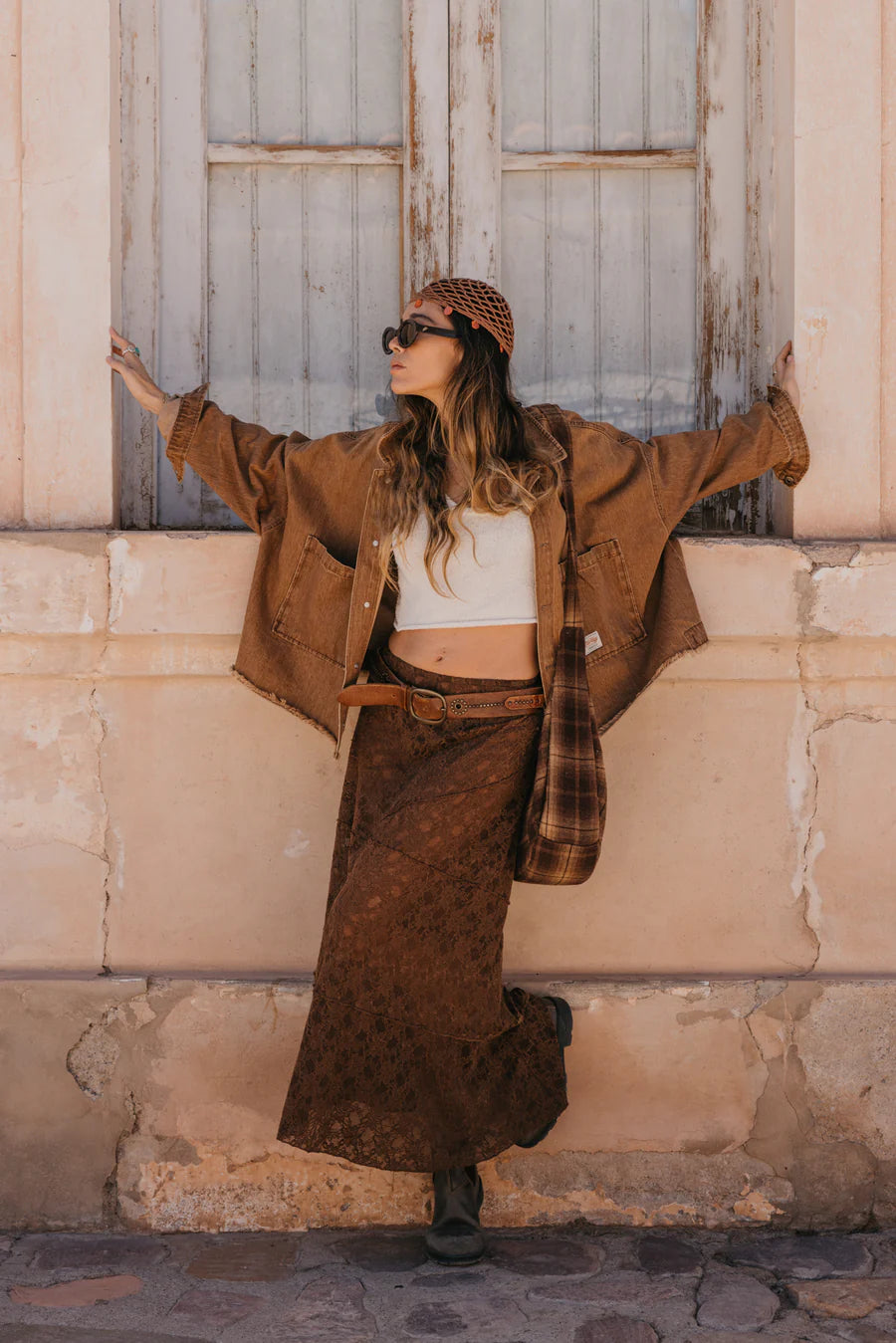 Moonlace Midi Skirt - Brown