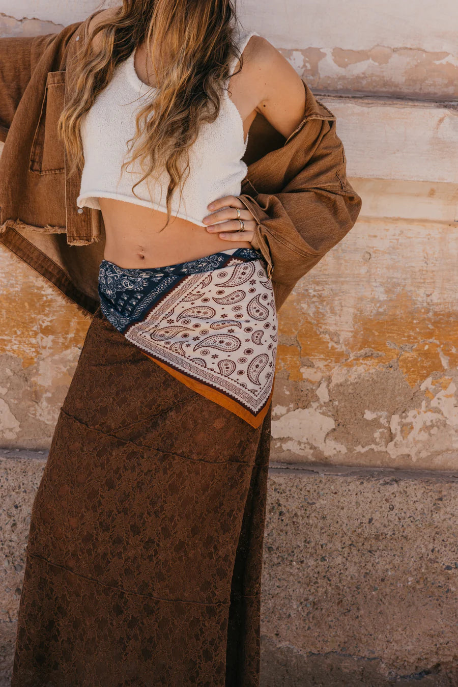 Moonlace Midi Skirt - Brown