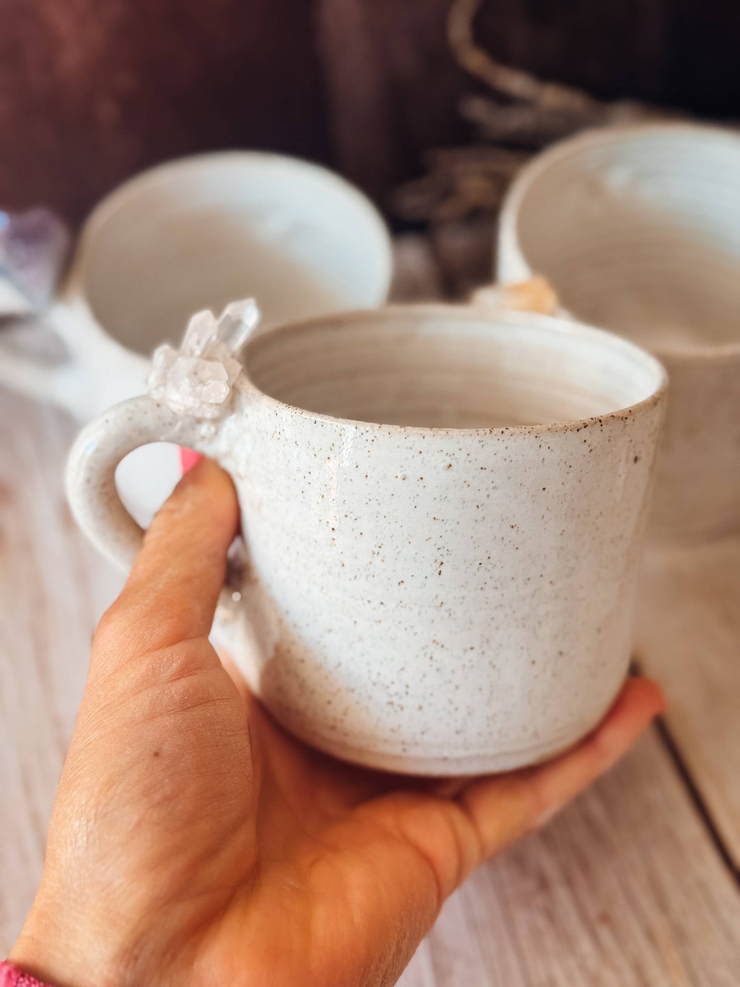Handmade Ceramic Mug with Crystal Detail