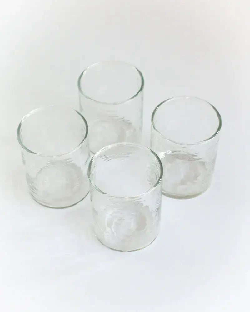 Handblown Hammered Glasses | Set of 4: Amber