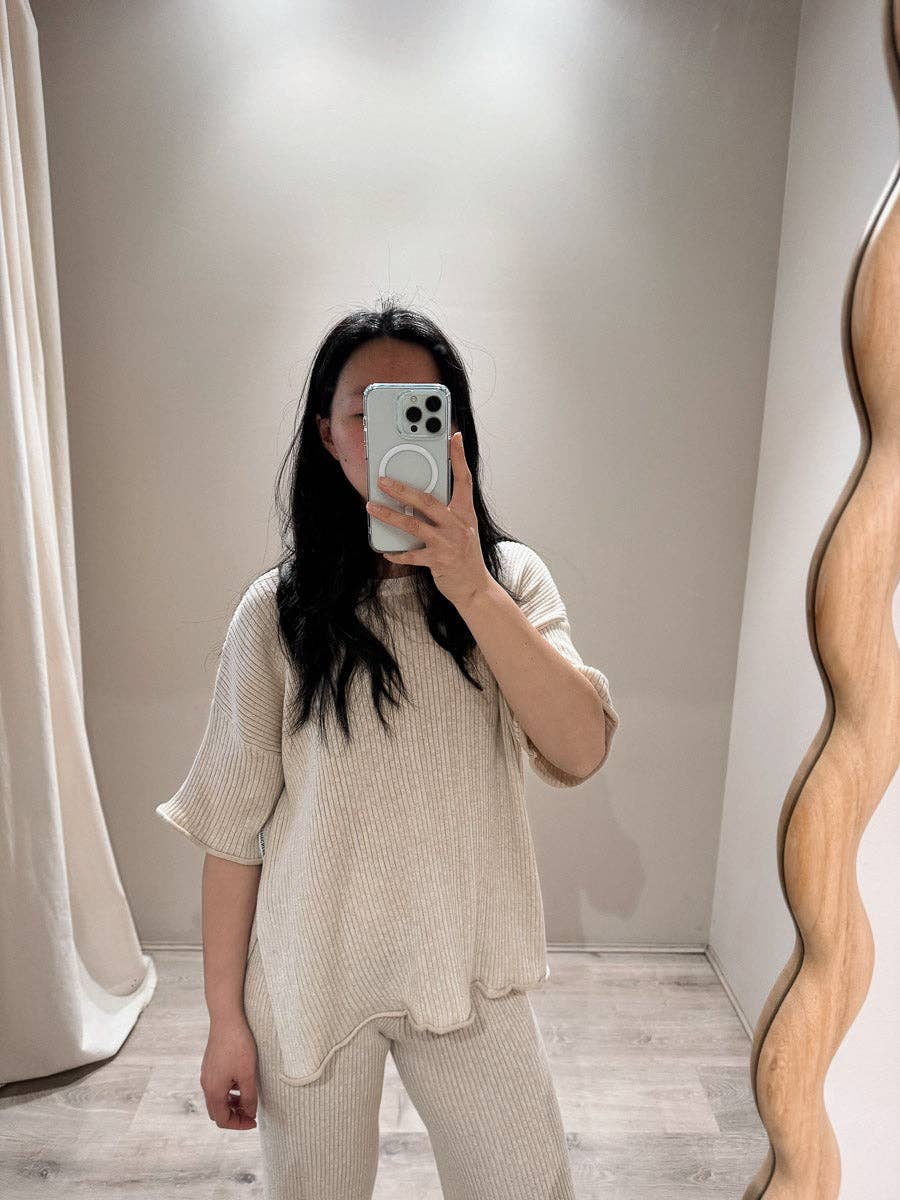 Women's Fine Rib Top - Sand
