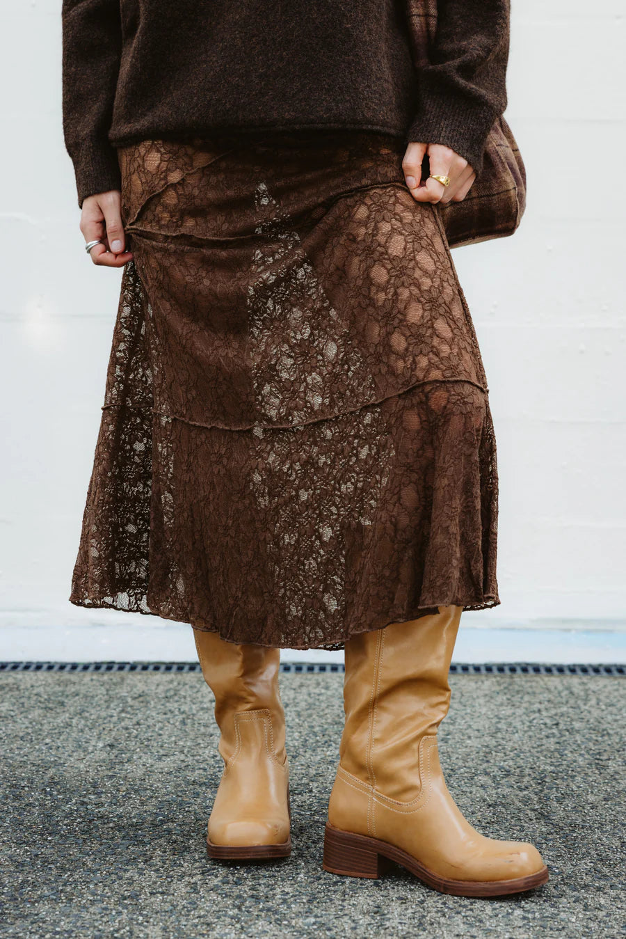 Moonlace Midi Skirt - Brown