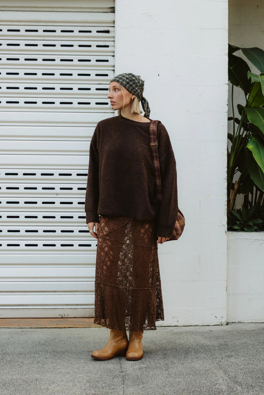 Moonlace Midi Skirt - Brown