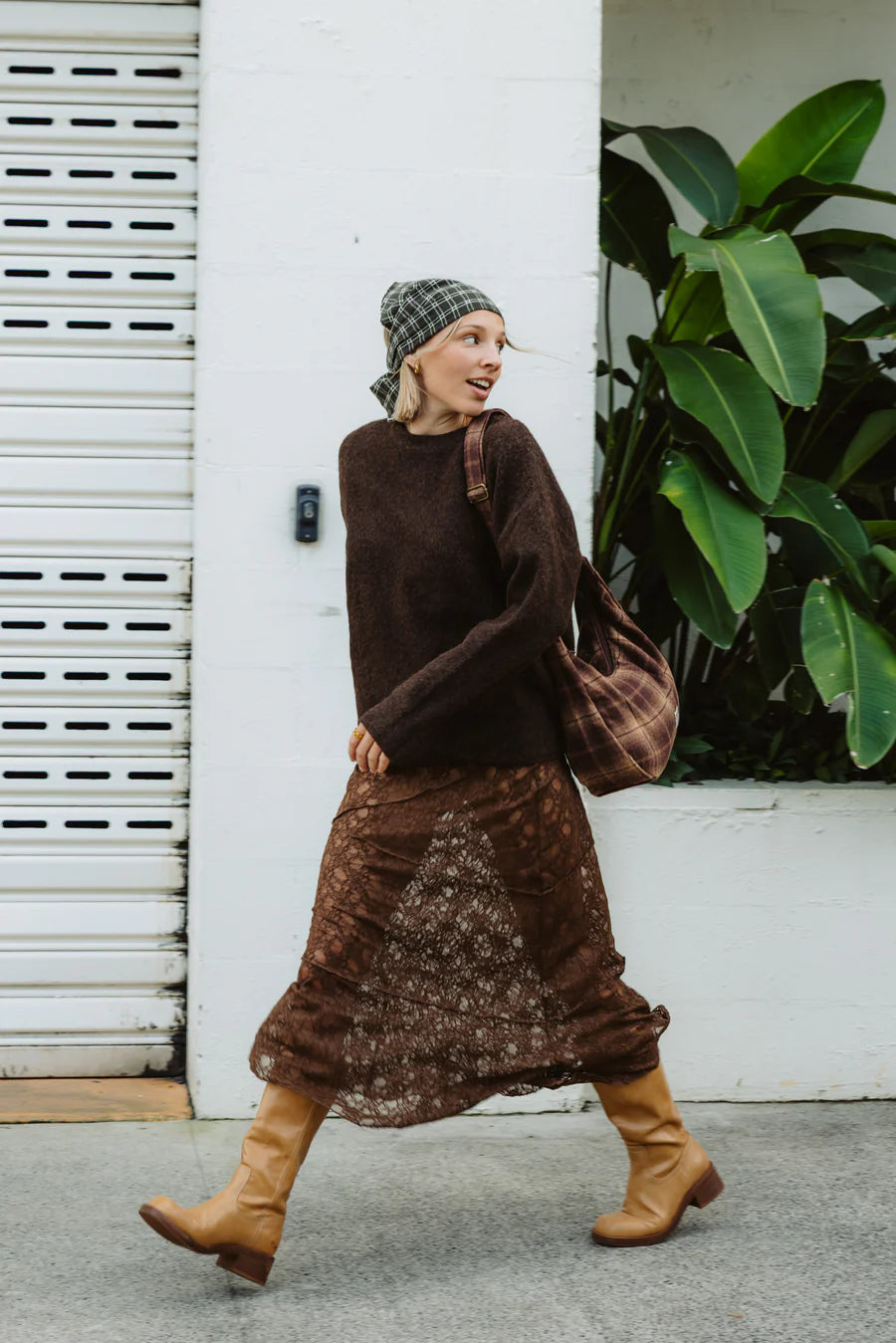 Moonlace Midi Skirt - Brown