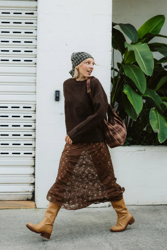 Moonlace Midi Skirt - Brown