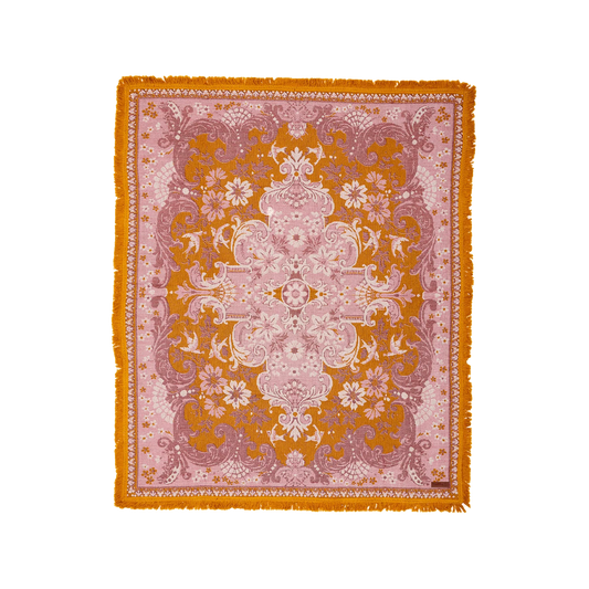 Ornate Floral Throw - Rose
